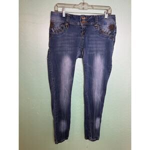 VTG Playboy Y2K Low Rise Stretch Skinny Jeans Rock Revival Sleaze Women Size 30